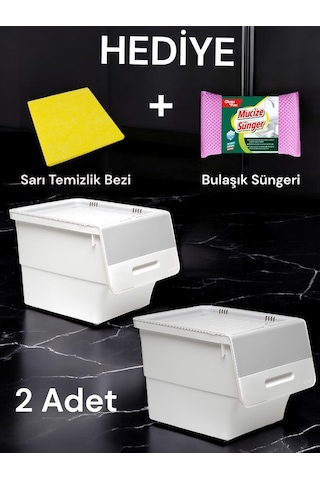 Technow Motek Freebox 12 Litre Gri Beyaz Gri Tekerlekli Organizer  2 Adet + Temizlik Seti