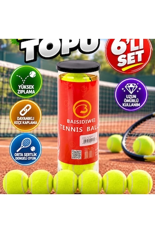 6 Lı Tenis Topu Seti Dengeli Yüksek Zıplama Ve Dayanıklı Keçe Kaplama