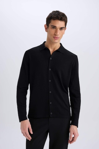 DeFacto Standart Fit Polo Yaka Düğmeli Triko Hırka E8399AX24CWBK27 Siyah