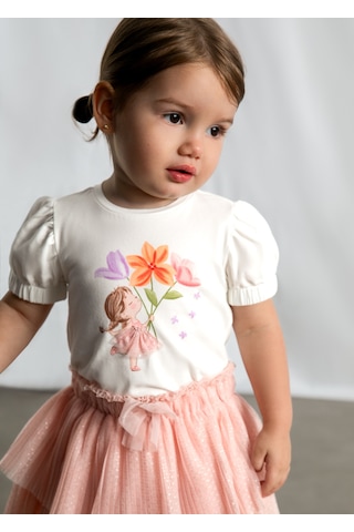 Mayoral Kız Bebek Baskılı Tshirt Krem Krem