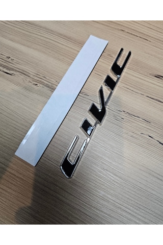 Honda Civic Uyumlu İthal Metal Bagaj Yazısı Krom Zemin Siyah Yazı Krom Siyah Etiket