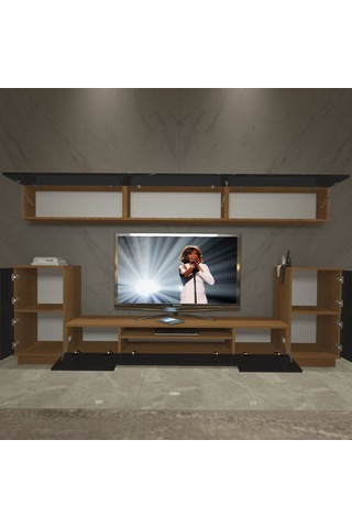 Decoraktiv Trendstyle 9s Slm Tv Ünitesi Tv Sehpası Ceviz - Siyah
