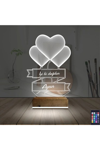 Luvivia Kalp Sevgiliye Hediye Kişiye Özel 3d Lamba - Masa Gece Lambası V2