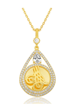 Casera's Gümüş Gold Kaplama Damla Tuğralı Kadın Kolye Csr2184956 Gümüş