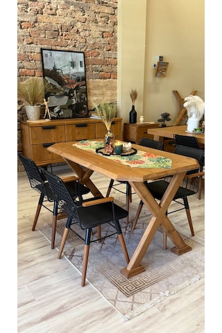 Ntconcept Arden Doğal Ahşap Sandalyeli Masa Takımı 100x210cm+10