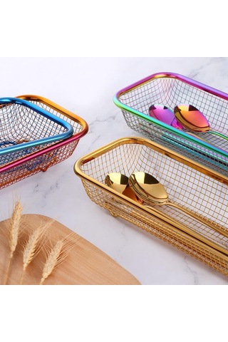 Git Satın Al Mutfak Çekmecesi Organizatör, Git Paslanmaz Çelik Depolama Konteyneri Gül Altın Metal Dolap Depolama Sepeti Altın