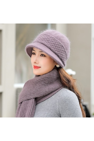 Arion Hs-01x Şık Şapka/bere Ve Atkı Takımı Mor