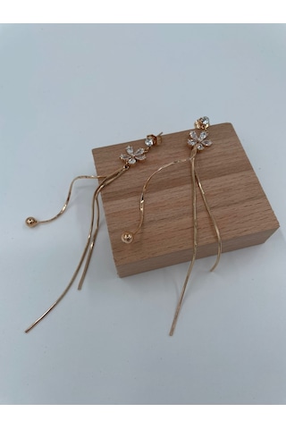 Xbaby Taşlı Papatya Rose Gold Sallanan Küpe Çok Renkli