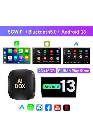 Akıllı Multimedya Kutusu Android 13 16gb Kablosuz Carplay Ai B...