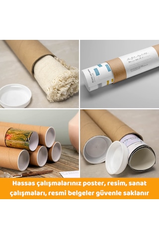Postüp 5 Adet Kapaklı Silindir Kutu Karton Rulosu 5 Cm X 45 Cm