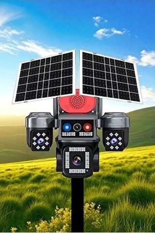 4 Kameralı E-sım Güneş Enerjili Güvenlik Kamerası Çift Güneş Paneli, Sım Kartlı Aov Akıllı Kamera
