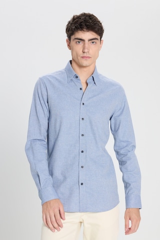 Ac&Co / Altınyıldız Classics Erkek Mavı Slim Fit Dar Kesim Klasik Yaka Flanel Gömlek Mavı Mavi