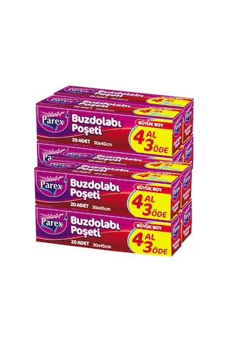 Buzdolabı Poşeti Büyük Boy 4 Al 3 Öde 4 20 30 X 45 Cm İkili Set