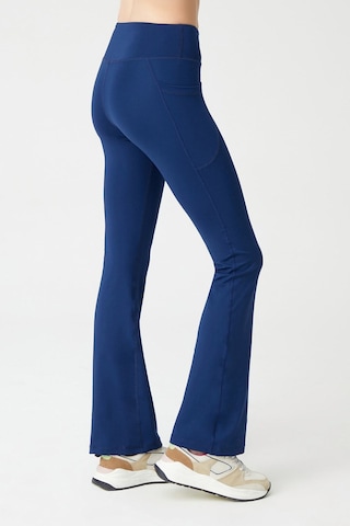 Los Ojos Kadın Lacivert Yüksek Bel Toparlayıcı Çift Cepli Ispanyol Paça Tayt Bootcut Lacivert