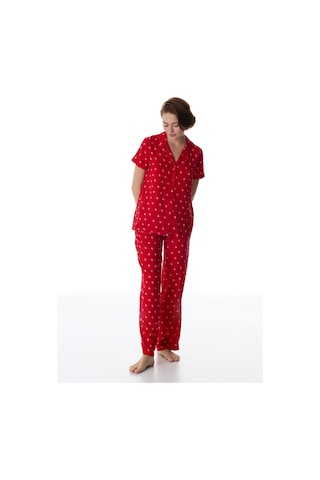 Penti Kırmızı Tiny Hearts Gömlek Pantolon Pijama Takımı Rd11