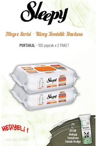 Sleepy Portakal 100 Yaprak X 2 Paket Yüzey Temizlik Havlusu Ve Rosıe Tekli
