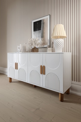 Linea Bohem Konsol 4 Kapaklı Mdf Mebran Kapak 160 Cm Modern Salon Konsolu Beyaz