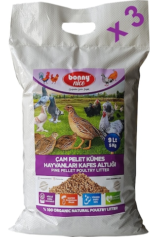 Bonny Nice Organik Kümes Hayvanları Kafes Altlığı 5KG 9 L x 3