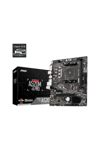 Msı A520m-a Pro Ddr4 4600mhz 1xhdmı 1xdvı 1xm.2 Usb 3.2 Matx Am4 Amd Am4 5000/4000/3000 Serileri İle Uyumlu 40150599