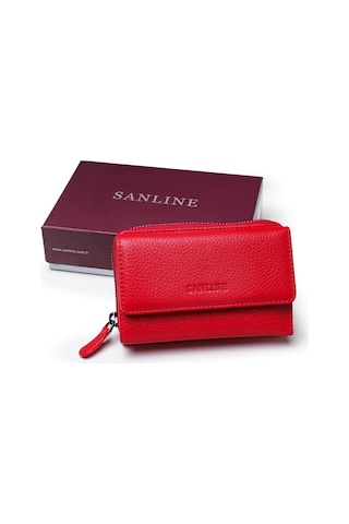 Sanline Sanlıne 2754 Hakiki Deri Kadın Cüzdan - Kırmızı