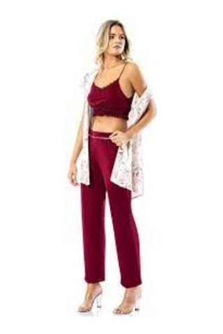 Loriva Kadın Bordo 3'lü Pijama Takımı Bordo