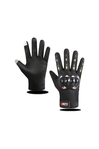 Lemestar Motosiklet Sürüş Eldiveni: Kayma Engellli, Koruyucu, Dayanıklı Dokunmatik Ekran Uyumlu Siyah Tam Tip