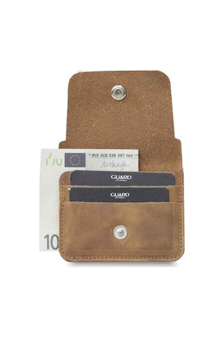 Guard Taba Crazy Patlı Kartlık Hakiki Deri Erkek / Kadın P5227 Taba