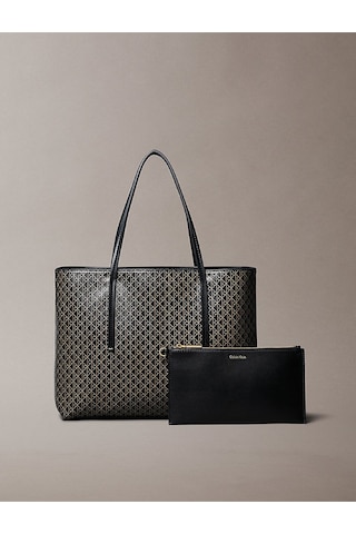 Calvin Klein Emblem Aop Small Tote Kadın Siyah Çanta-9167 Siyah