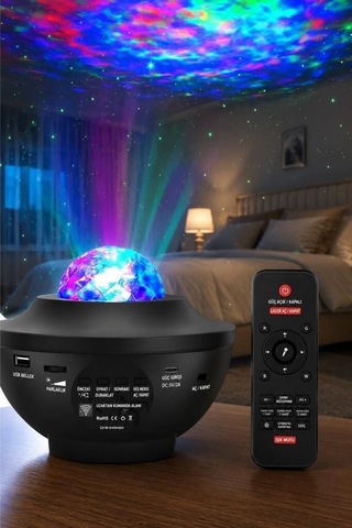 Özel Üretim Starry Projektör Led Lazer Lw34 Siyah Müzikli Lamba Parti Lambası Eğlence Cihazı