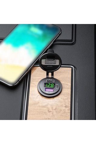 Monyee Araç Usb Şarj Cihazı, Pd+qc3.0 Hızlı Şarj, Voltaj Gösterimi, 12-24v, 30w, Kırmızı Işık, P21-b