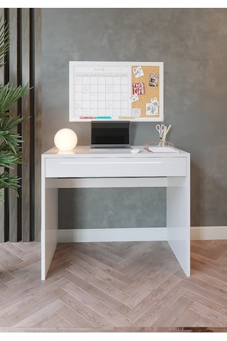 Beyaz Çekmeceli Çalışma Masası - 90x49 cm Bilgisayar ve Ofis Masası