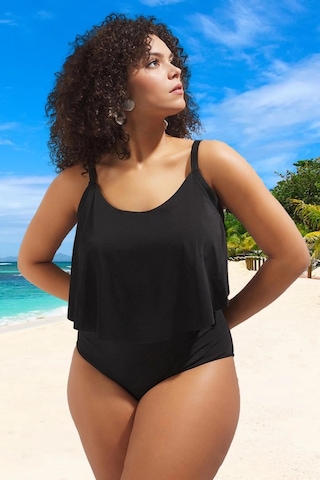Ersefa Konforlu Plus Size Mayo Tasarım Büyük Beden Yüksek Konfor Özgüven Siyah