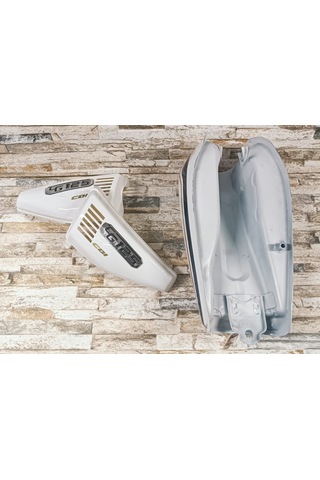 Cg Şeritli Benzin Deposu Ve Yan Kapak Takımı Beyaz