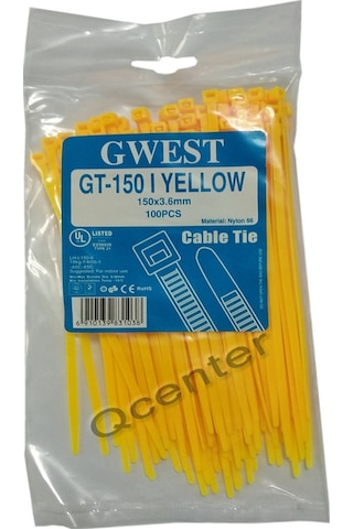 Gwest 3.6X150Mm 15Cm Renkli Plastik Cırt Kelepçe Kablo Bağı Sarı+Kırmızı+Mavi+Yeşil