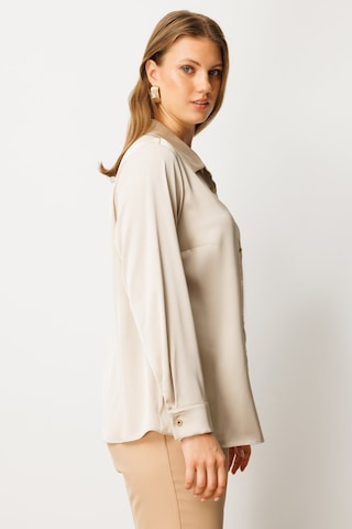 Ekol Kadın Büyük Beden Düğmeli Saten Gömlek 3505 İnci İnci