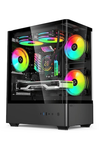 Gametech Intense Siyah Tuş Kontrol Rgb 5x120 Mm Fanlı Gaming Kasa