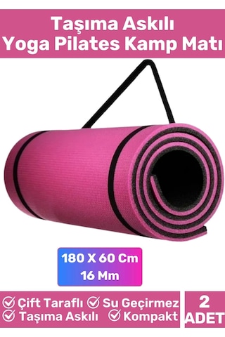 Özel Çift Taraflı Kaymaz Silinebilir Yoga Meditasyon Fitness Kamp Minderi 16 Mm Askılı Mat 2'li Set Çok Renkli