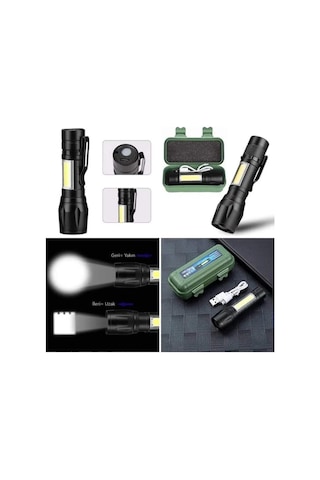 Gold Orion 3 Kademeli Mini Led Kutulu Şarjlı El feneri Siyah