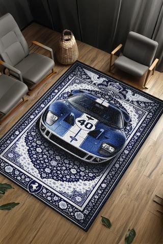 Ford F40 Araba Desenli Halı Dijital Baskı Yıkanabilir Kaymaz Taban Leke Tutmaz