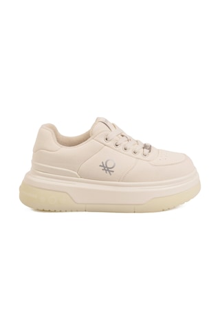 United Colors Of Benetton Beyaz Bağcıklı Cilt Memory Foam Kadın Spor Ayakkabı Bnı-12046 G