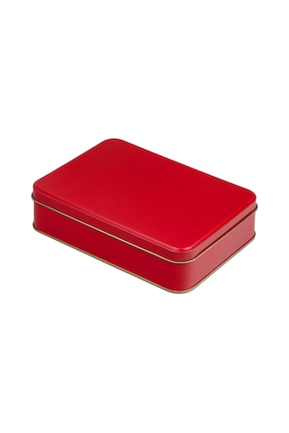 Kırmızı Metal Kutu 19x13,5x4,5 Cm