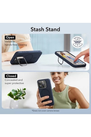 Esr Apple Uyumlu iPhone 15 Pro Max Cloud Soft Halolock Magsafe Kickstand Kılıf Dark Blue Lacivert