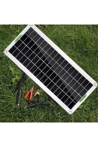 Springsun 30w Esnek Güneş Paneli Seti - Acil Durum Şarj Kiti Regülatörlü + Araç Şarj Aleti + Batarya Kelepçesi