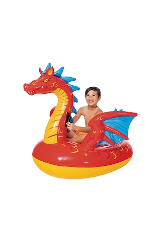 İntex Ejderha Figürlü Tırabzanlı Şişme Deniz Yatağı 198x173 Cm Kırmızı Kırmızı