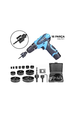 16 Parça Panç Seti Ahşap Buat Kartonpiyer Alçıpan Delik Açma