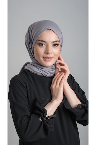 Hürrem Bone Gri Pratik Hazır Geçmeli Şal Viskon Kumaş Penye Şal 2108_15