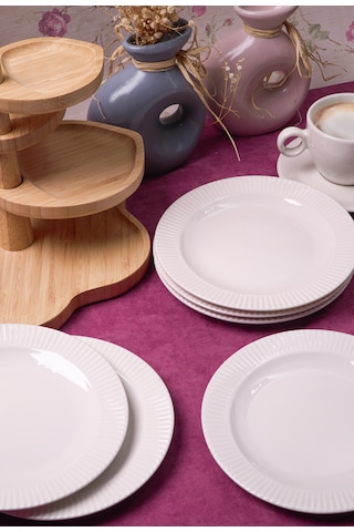 Heda Porselen Elif 6'lı 18 Cm Pasta Ve Tatlı Servis Tabağı