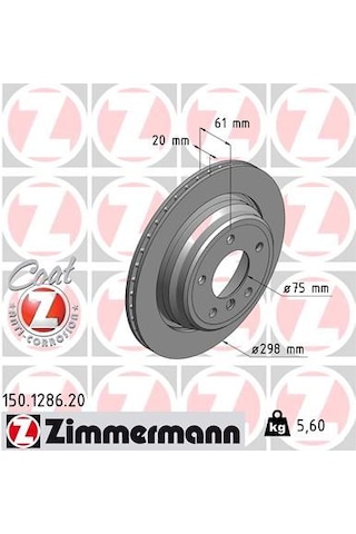 Bmw E39 Arka Disk Takımı 150.1286.20 Zımmermann 34216767060 Ön Arka Sağ Sol 1 Takım