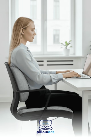 Ortopedik Bel Minderi Visco Sırt Minderi Ofis, Ev, Araç Bel Destek Minderi Gri Açık Gri