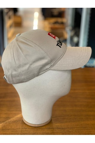 Türkiye Bayrak Nakışlı Pamuklu Unisex Cap Şapka Bej